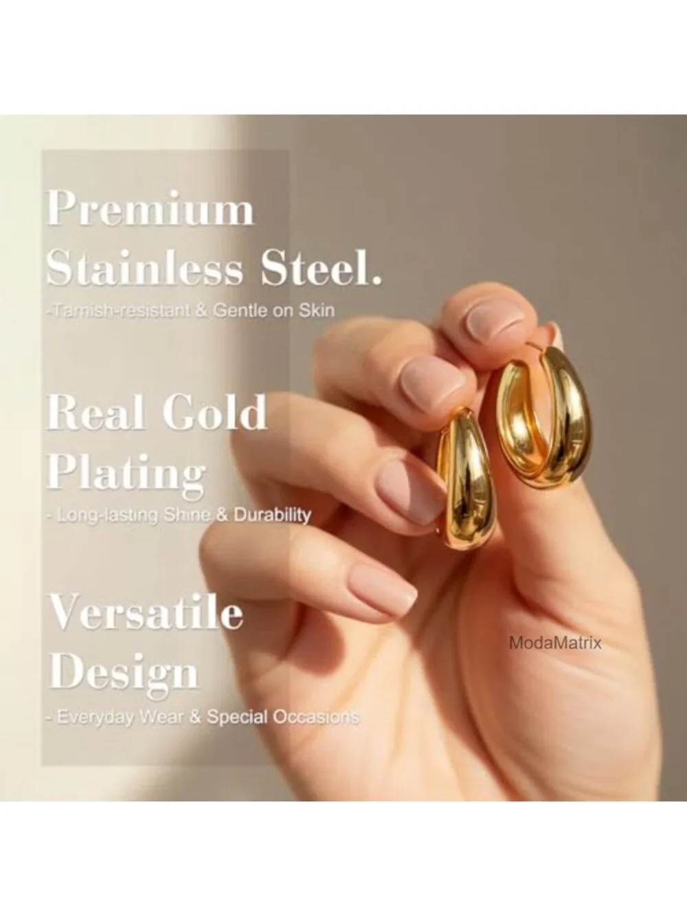 9 Pairs Chunky Gold Plated Resin Hoop Earrings for Women